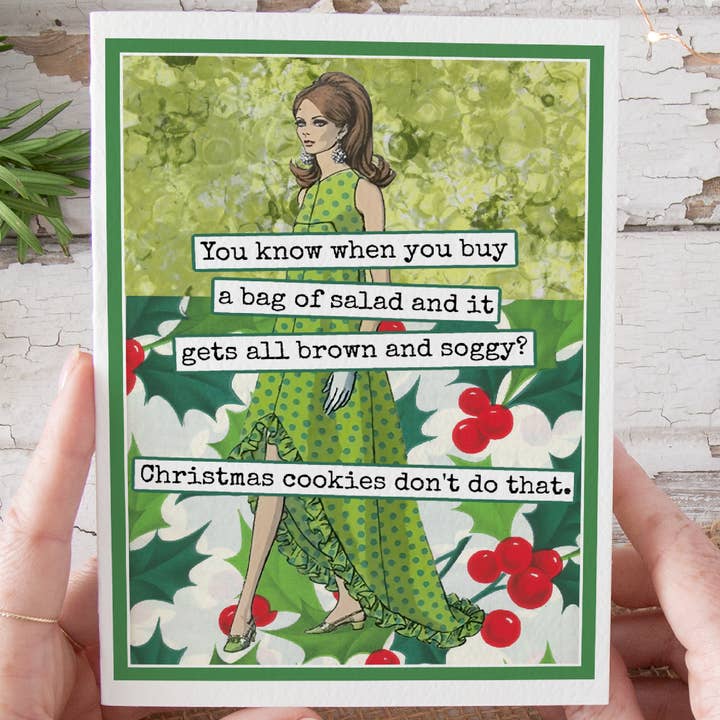 Raven's Rest Studio - Wholesale Christmas Card - Funny Christmas Card. Salad all Brown and Soggy?