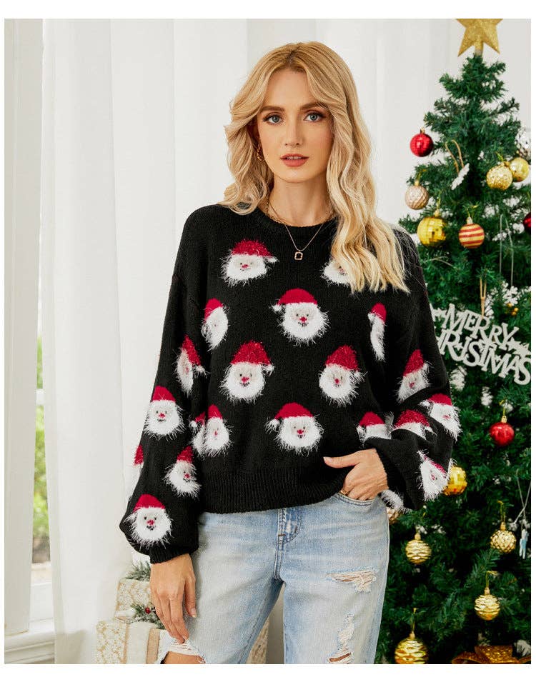 Suhkasana - Wholesale Knit Sweater - Women's - Santa Claus Pattern Knit Christmas Sweater Pullover for Women18