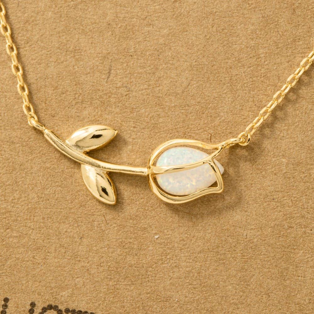 Fame Accessories - Wholesale Pendant/Charm Necklace - Gold Dipped Dainty Tulip Pendant Necklace4
