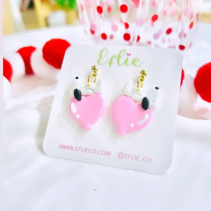 Eflie – Engroshandel Hængeøreringe og creoløreringe – Snoopy på hjerteballon Valentinsdag dinglende øreringe kærlighed3