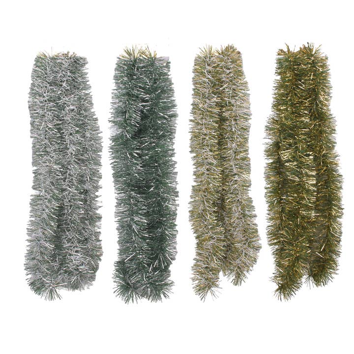 Pine Tinsel Garland | Gold | Green | Silver for wholesale by Country Silk