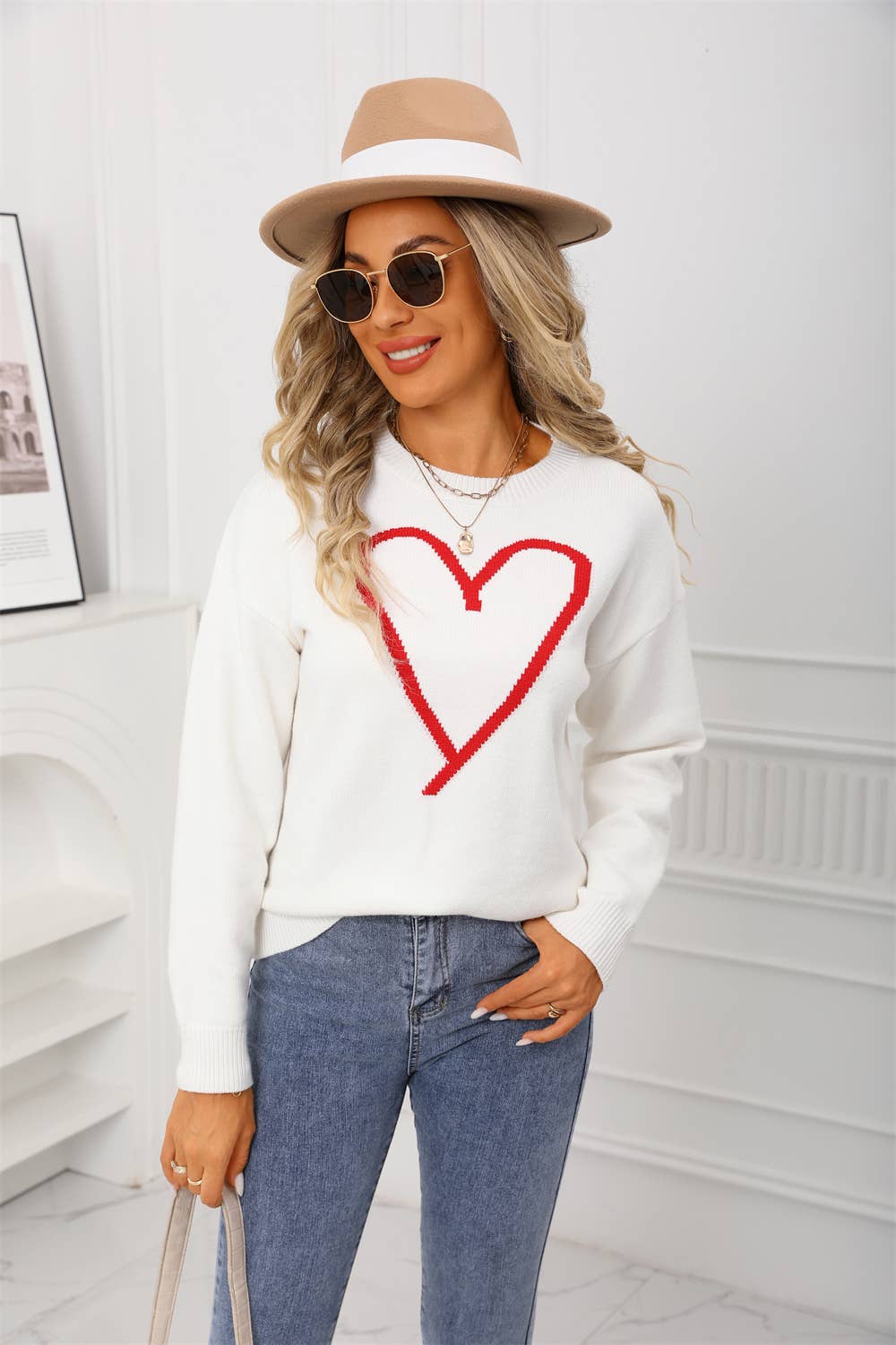 Hope & Sunshine - Wholesale Knit Sweater - Women's - Valentine's Heart Pullover Sweater70
