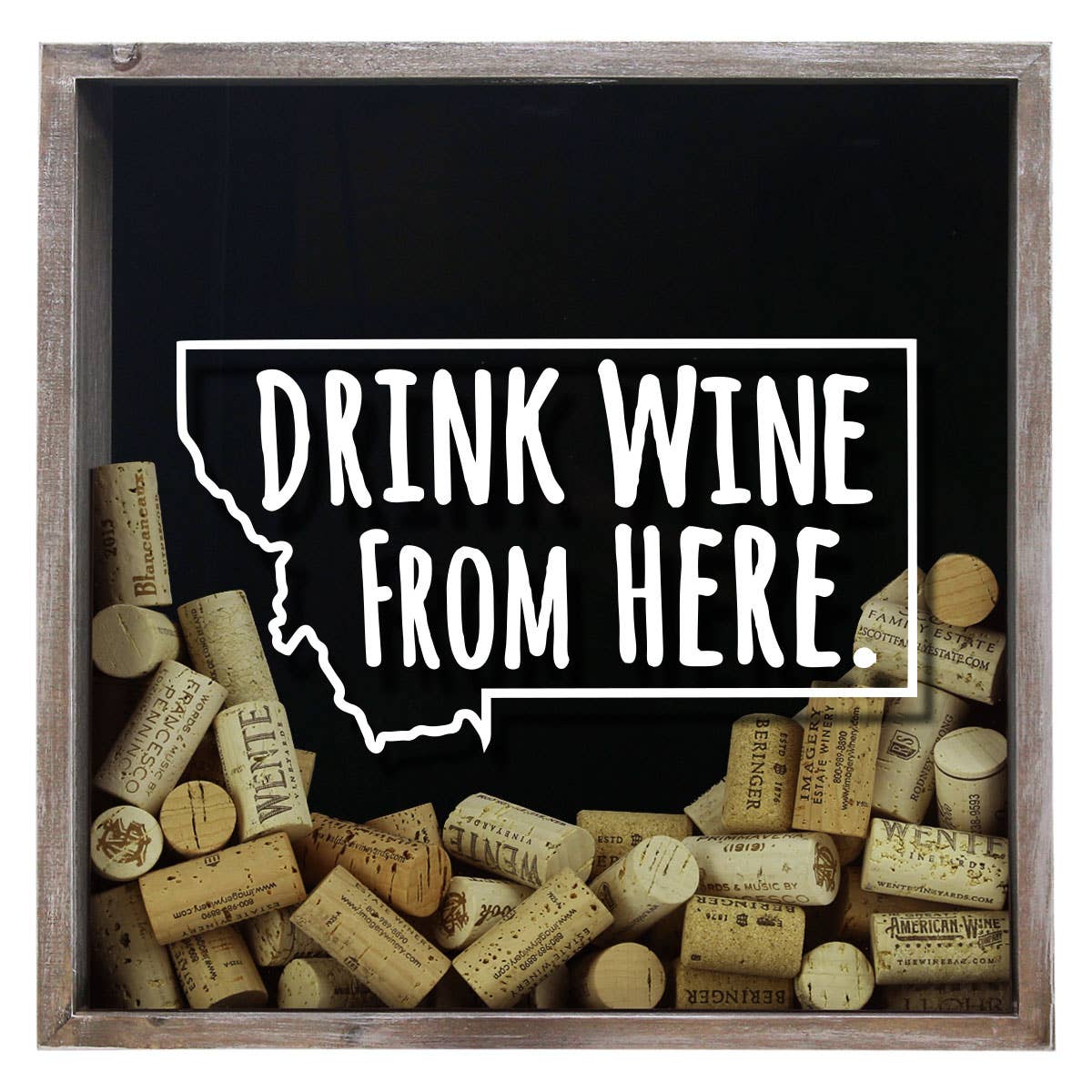Torched Products - Wholesale Sign - Drink Wine From Here Beer Cap Shadow Box - Farmhouse Antique24