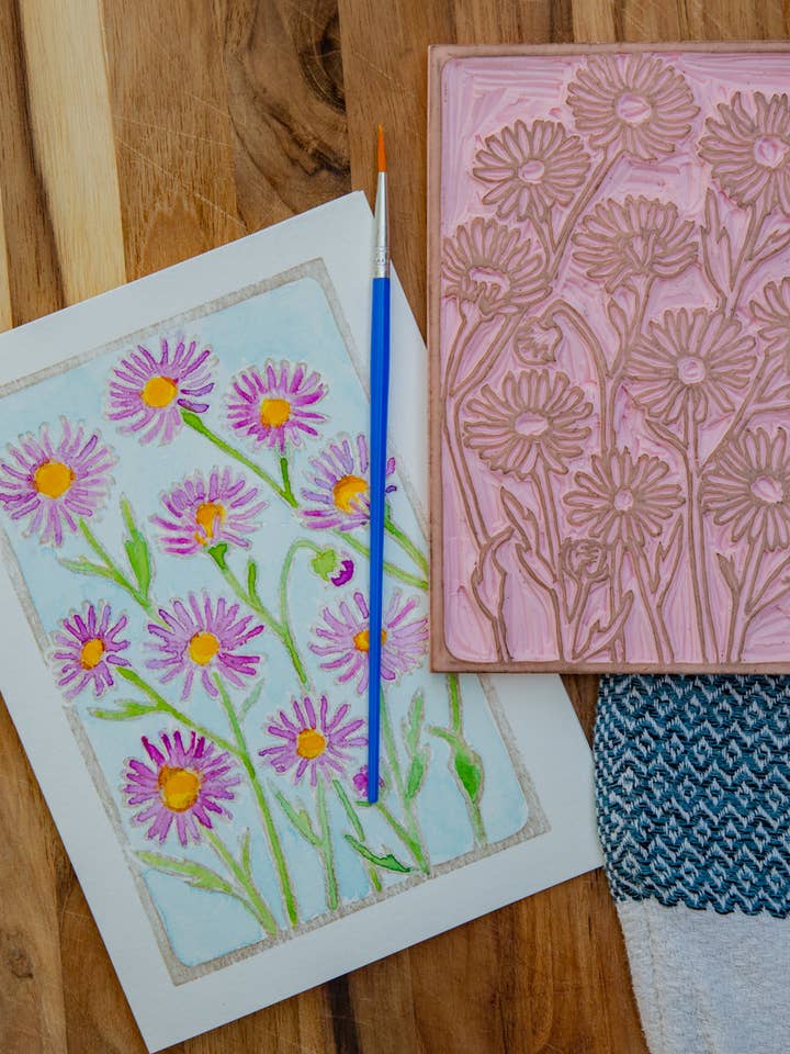 5X7 Aster DIY Watercolor Art Card Kit for wholesale by Ashes & Arbor