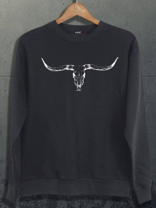 MINEB - Wholesale Graphic Sweatshirt - Women's - Longhorn Bull Skull Sweatshirts