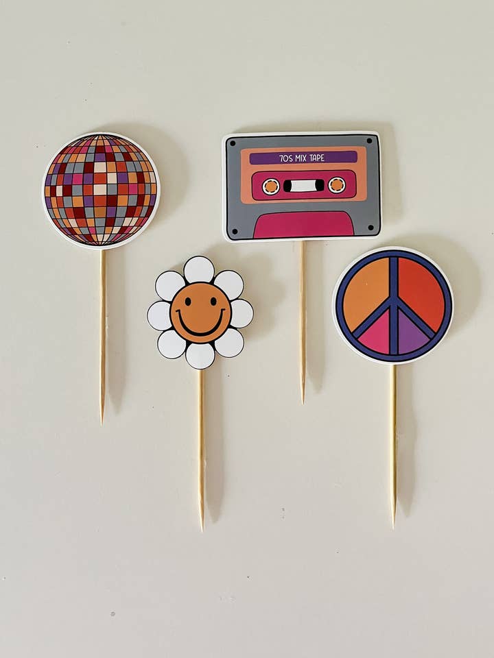 Groovy Cupcake Toppers for wholesale by Josi James