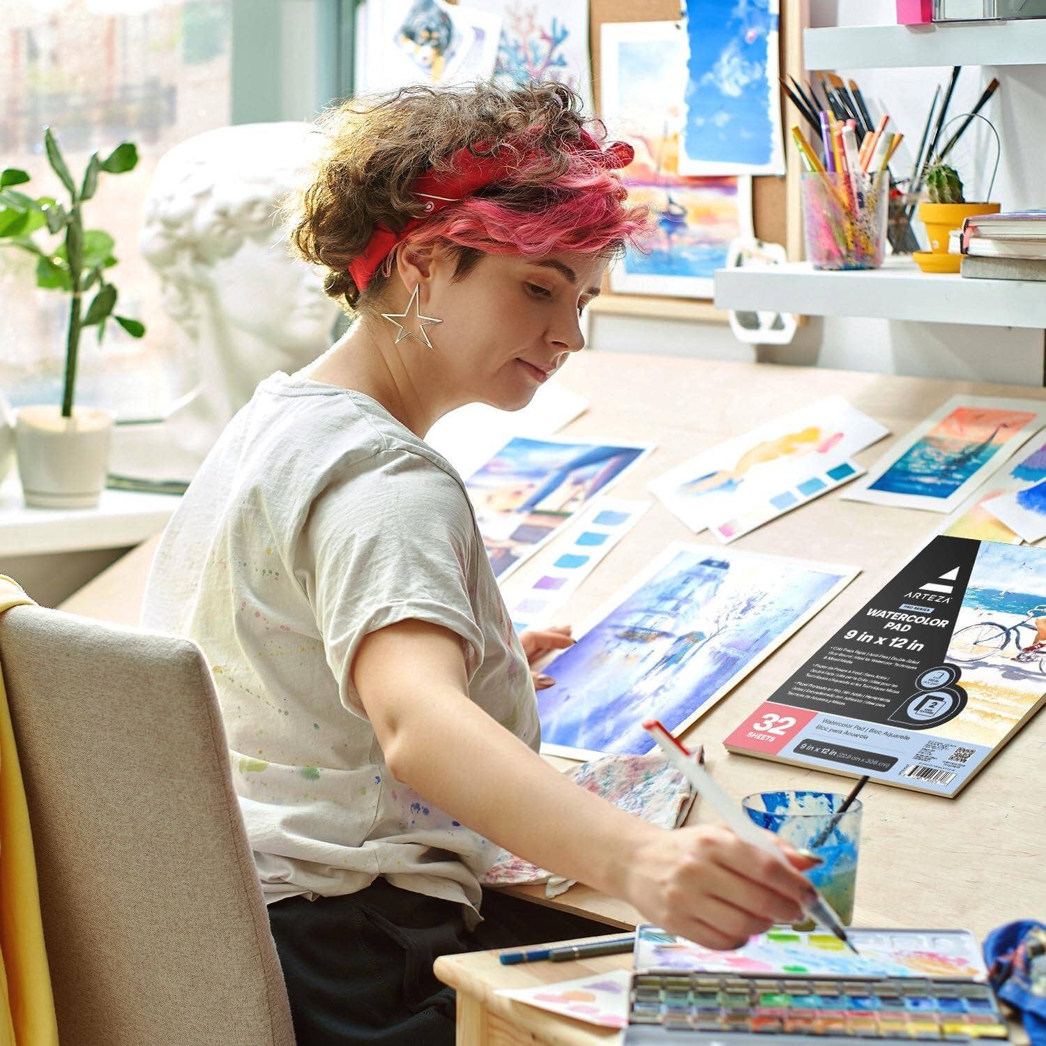 Plaid Crafts - Wholesale Painting Paper - Arteza® Expert Watercolor Pad, 9" x 12", 32 Sheets4