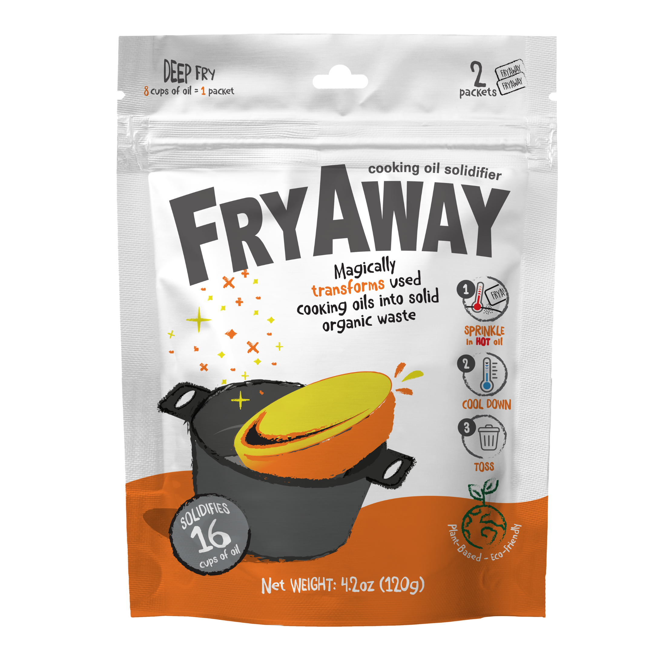 FryAway Solidificateur d'huile de cuisson pour friture, solidifie
