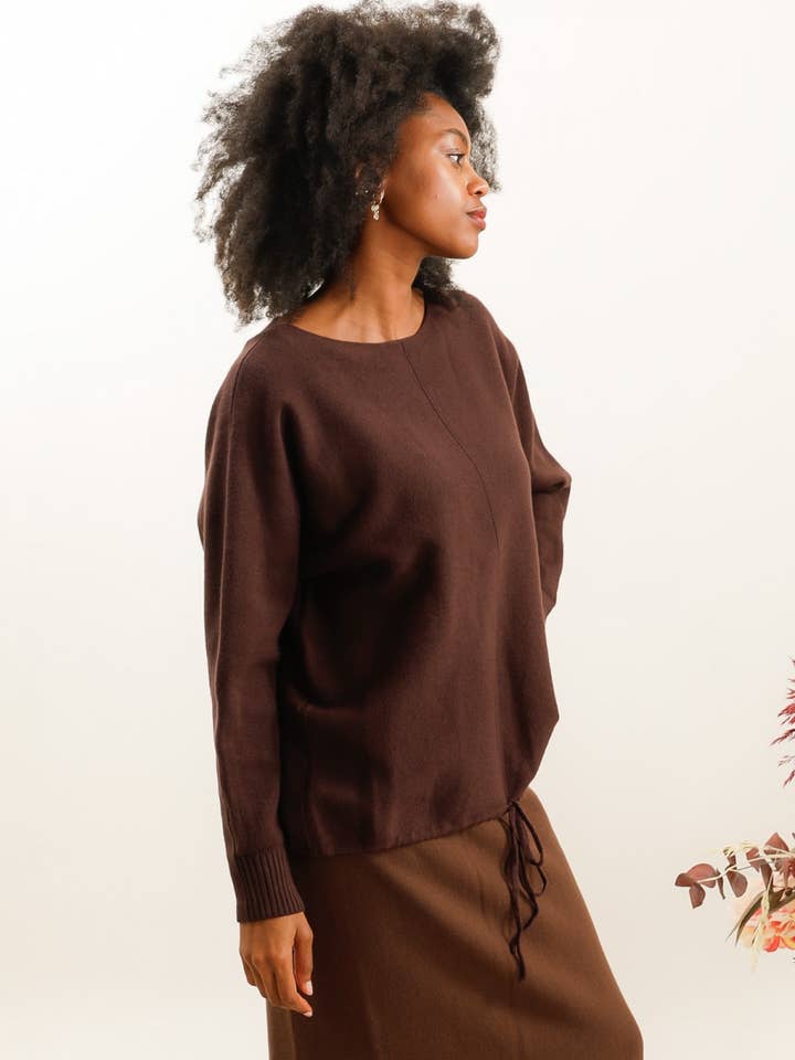 DIX-ONZE - Wholesale Knit Sweater - Women's - Fine Knit Minimalist Sweater – Adjustable Base with Tie2