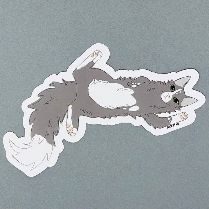 Cat on Back Sticker drawn by Addie age 13 for wholesale by Stick by Me Stickers