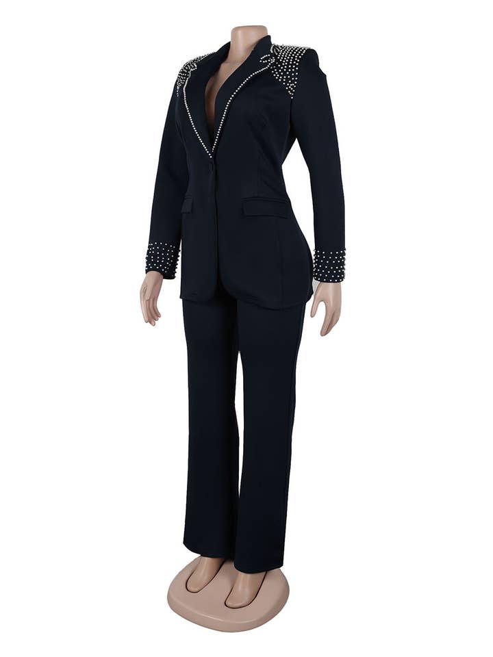 Aria Romance - Wholesale Suit Pants - Women's - Slim Fit Long Sleeve Two-Piece Set1