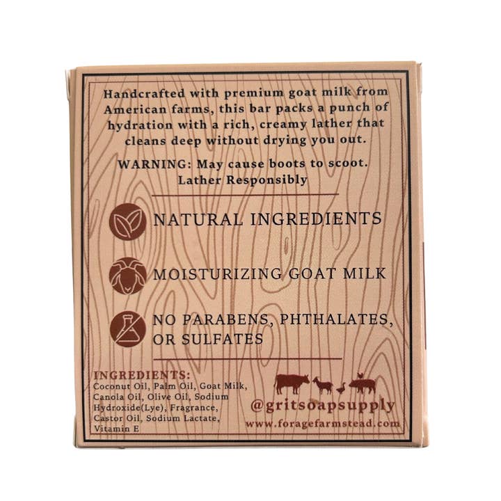 GRIT Soap Supply - Wholesale Bar Soap - Men's - Cowhide & Bourbon Goat Milk Bar Soap6