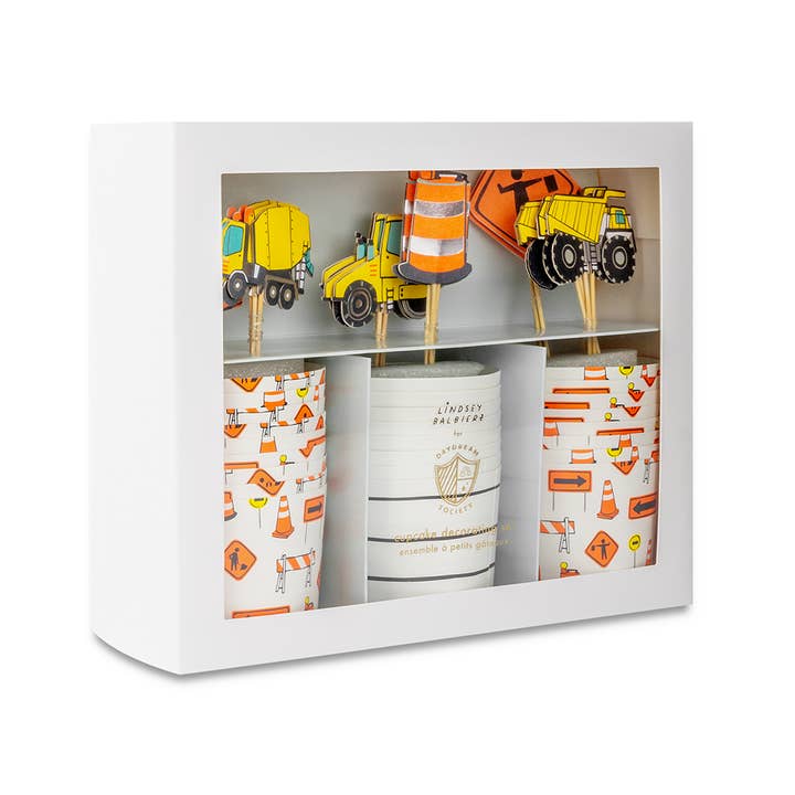 Jollity & Co. + Daydream Society – Topper de bolo/cupcake por atacado – Conjunto de decoração de cupcake em construção1