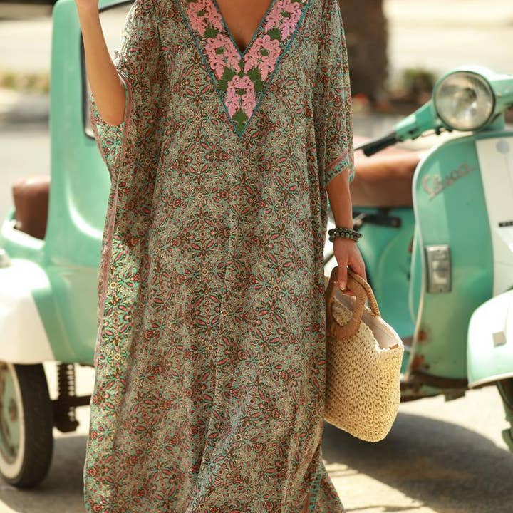 Vestido de playa con estampado floral para venta al por mayor de PEACH ACCESSORIES