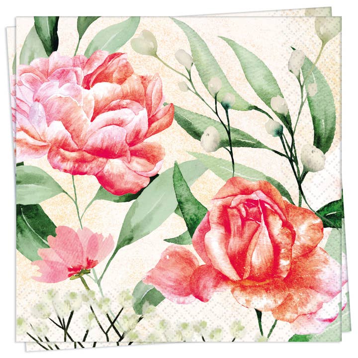 Rose Symphonie Cocktail Napkin for wholesale by Twilight Collection
