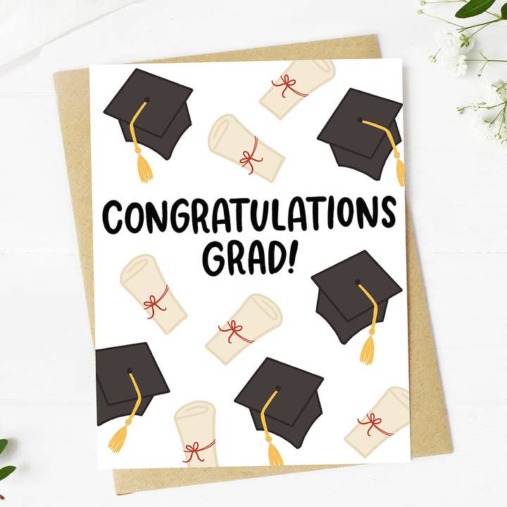 Big Moods - Wholesale Graduation Card - "Congratulations Grad!" Graduation Cap Diploma Card3