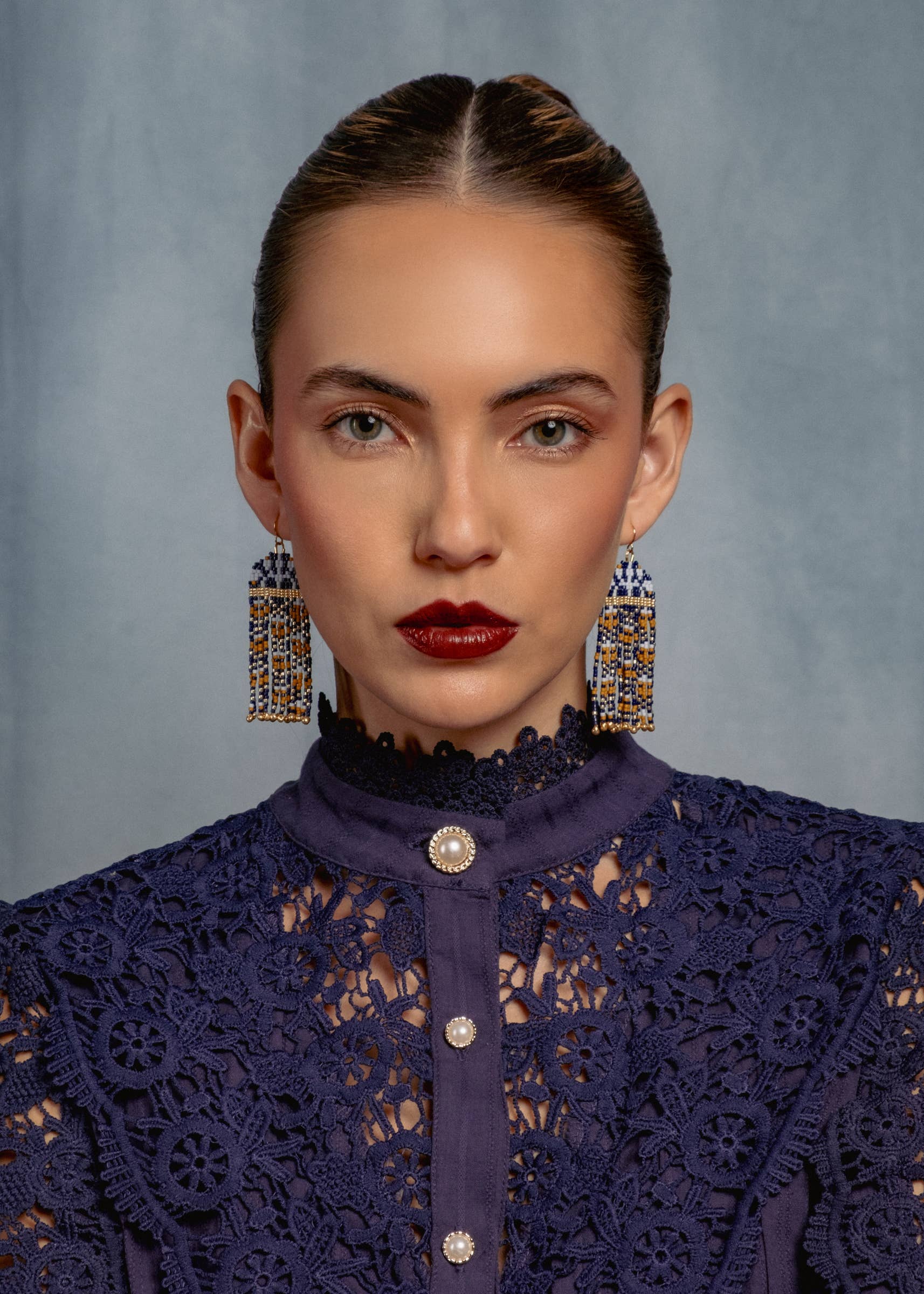 Mayana Designs Co - Wholesale Dangle Earrings - Beaded Handwoven Brocade Garden Earrings (Brown/Red)3