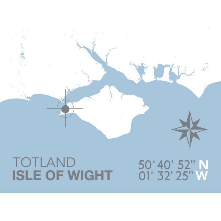 Impresión de Mapa Costero de Totland para venta al por mayor de SeaKisses