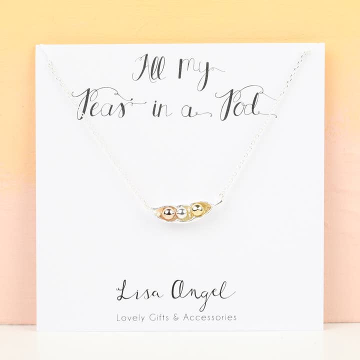 Lisa Angel - Wholesale Pendant/Charm Necklace - Silver Three Peas In A Pod Necklace1