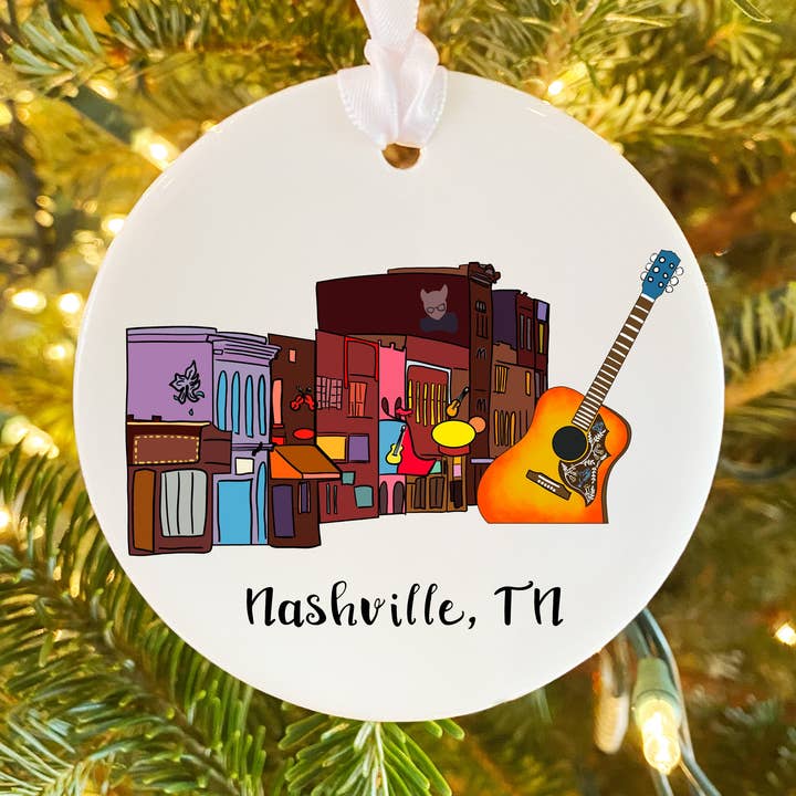 Nashville, TN Ceramic Ornament for wholesale by Nanner Designs