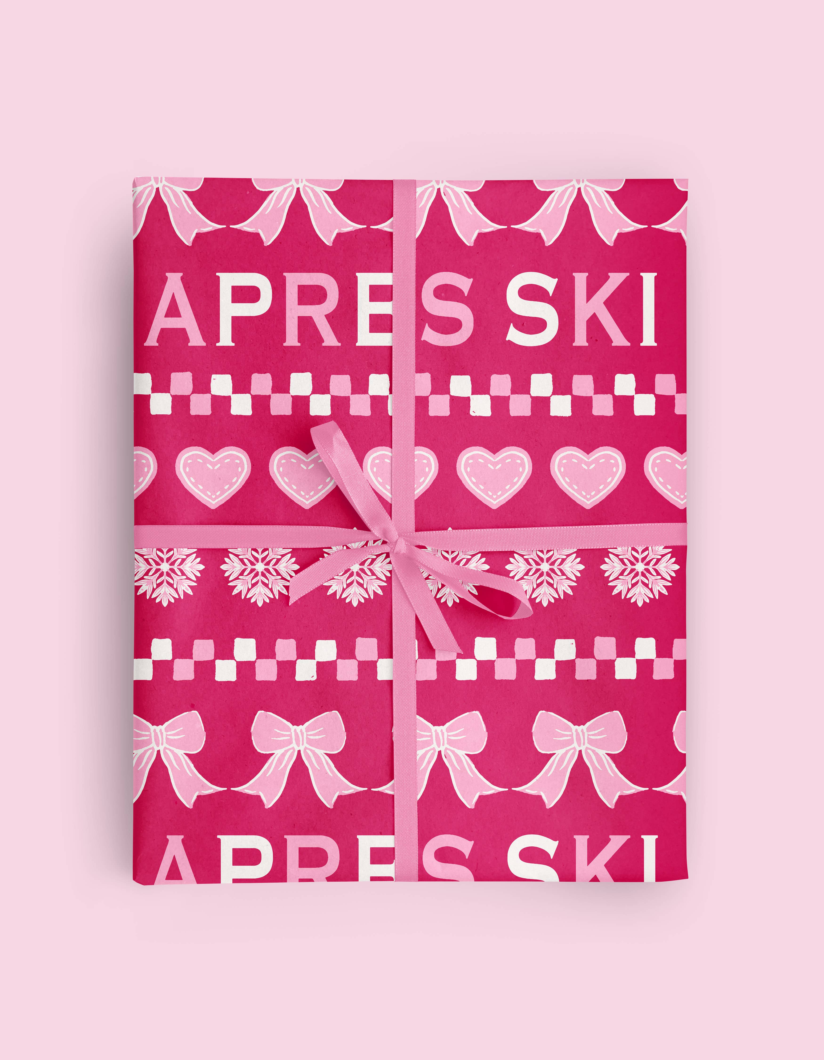 Vivie and Ash – wholesale Wrapping paper roll – Apres Ski Pink and Red Fair Isle Wrapping Paper Roll 1