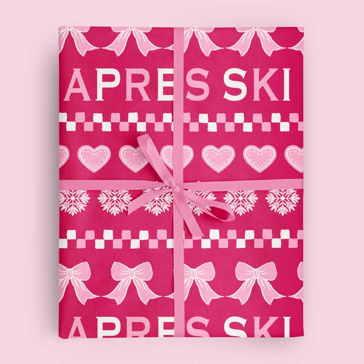 Vivie and Ash - Wholesale Wrapping Paper Roll - Apres Ski Pink and Red Fair Isle Wrapping Paper Roll 1