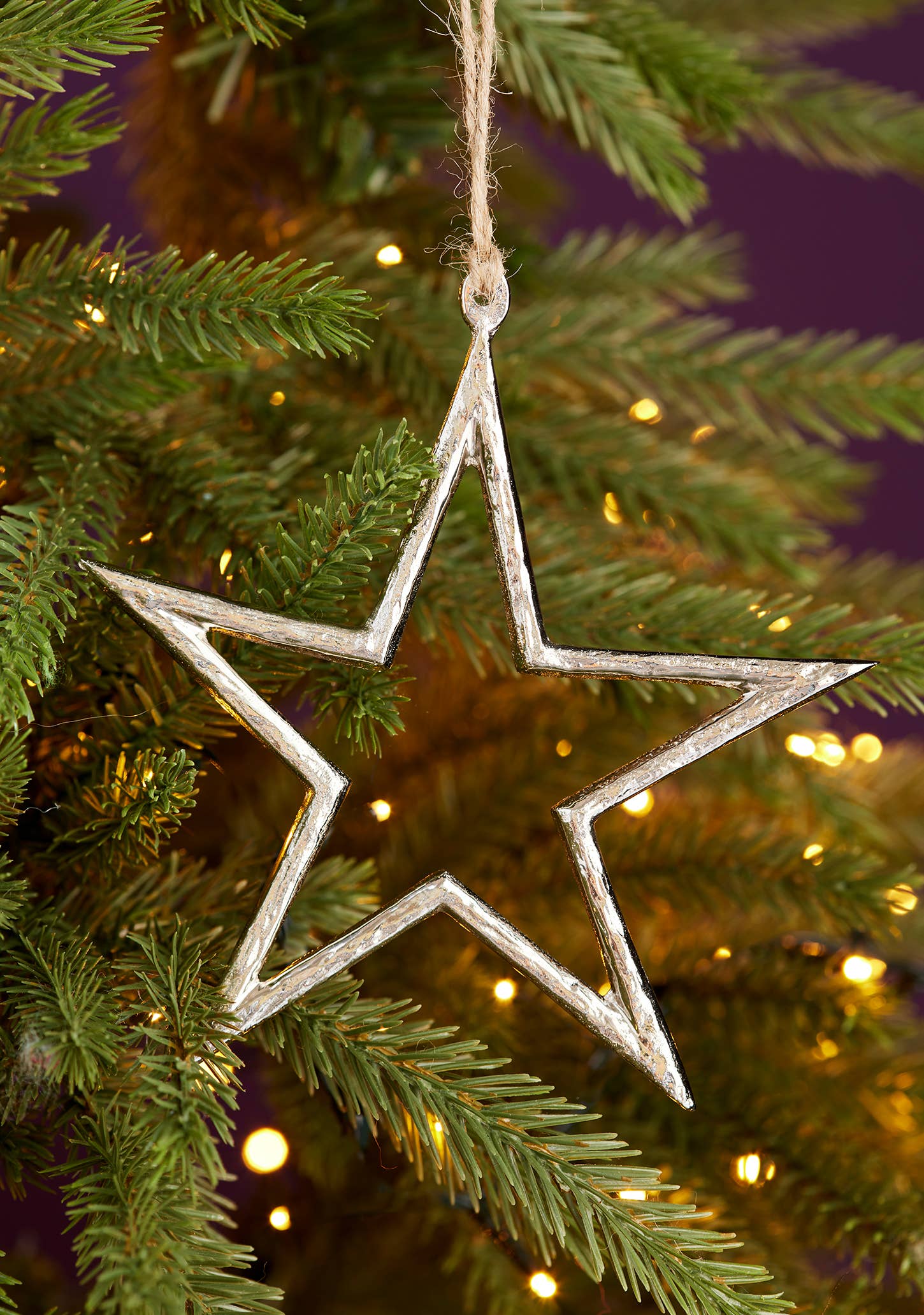 Namaste – wholesale Ornament – Silver finish large star decoration, recycled aluminium0