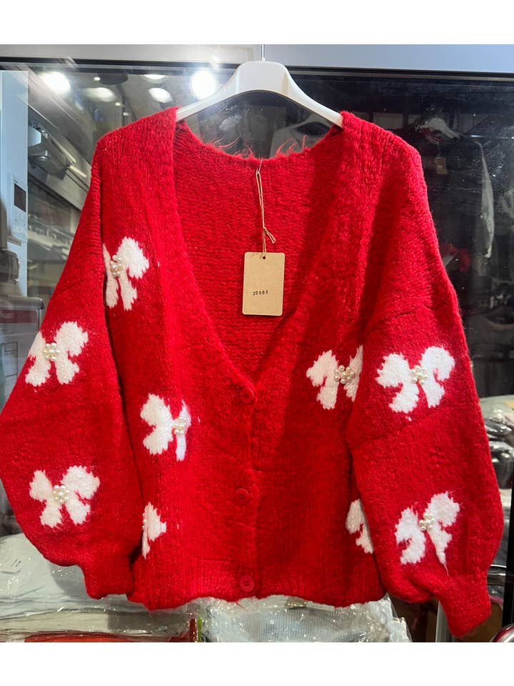 LÉA & LUC - Vente Pull en maille – femme - Gilet motif papillon avec perle REF. 206662