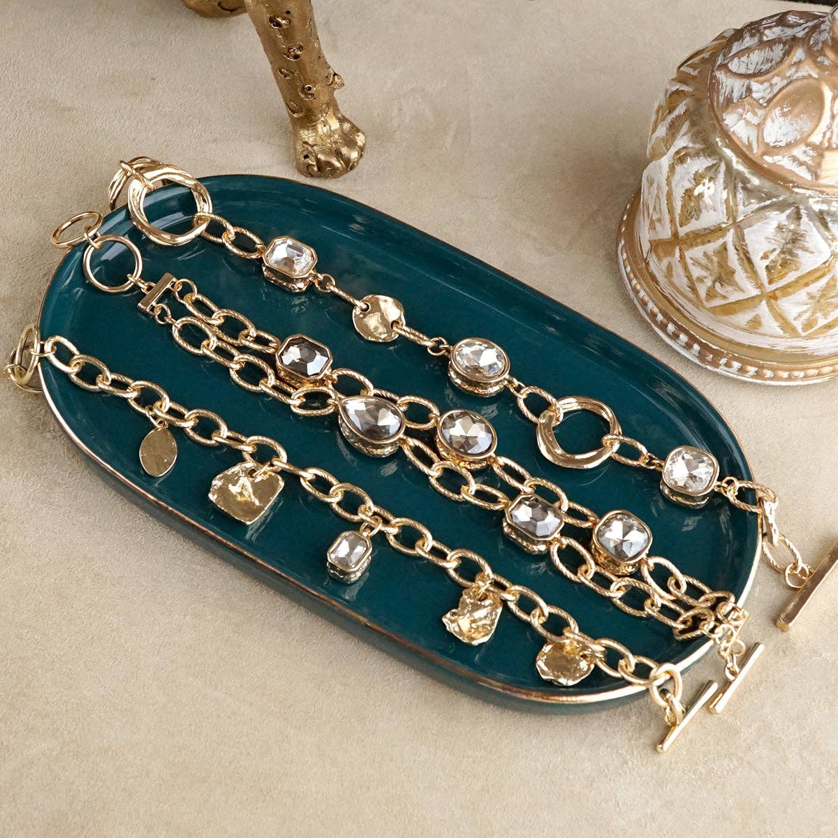 PennyLine inc - Vente Bracelets maillon et chaîne - Brilliant Bond – Bracelets à maillons avec cristaux réfléchissants15