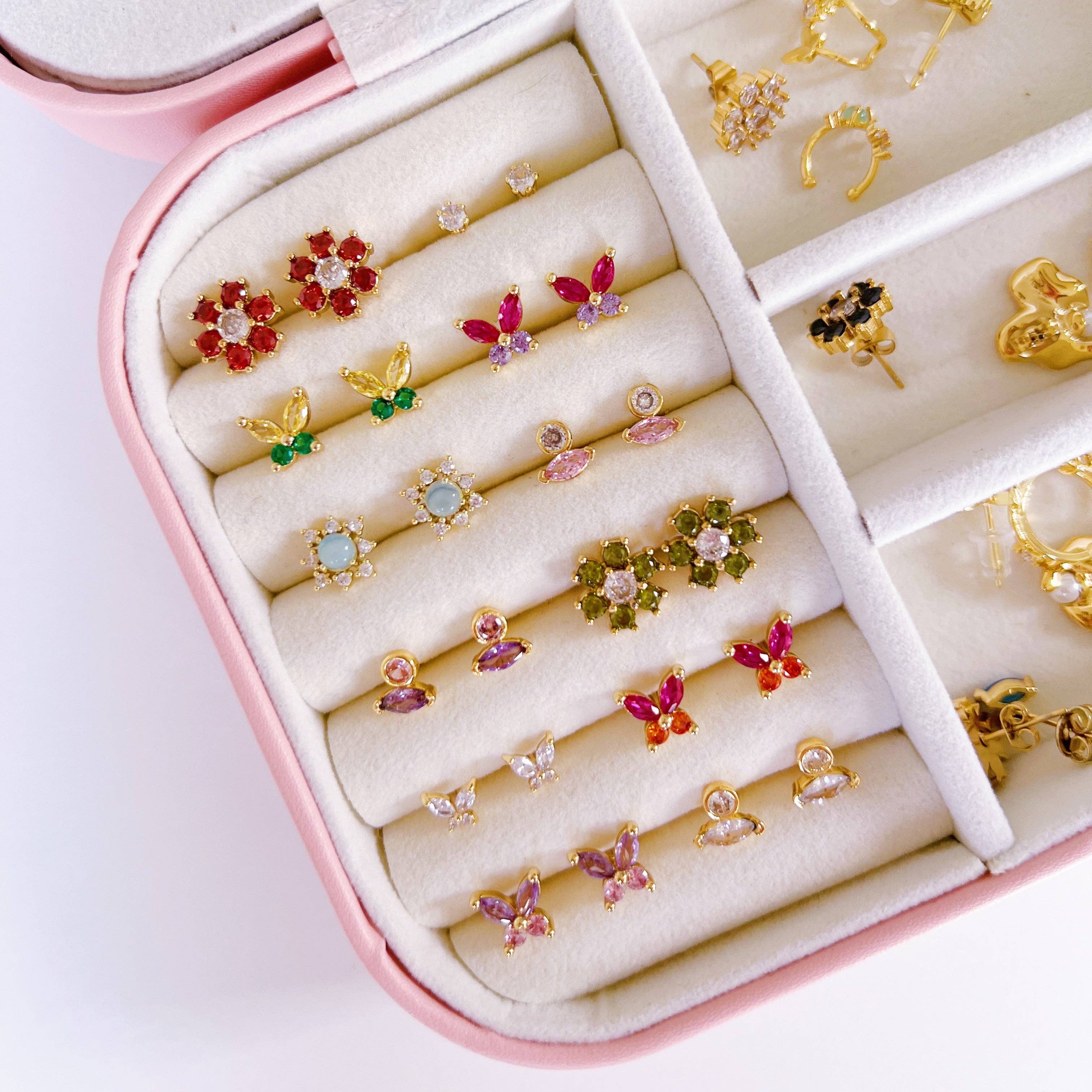 Goud Butterfly allure studs roze-oranje voor groothandel op Faire5