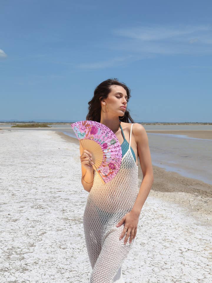 Ventaglio stampato modello FUJI AMETISTA per la vendita all'ingrosso da parte di BROKANTE