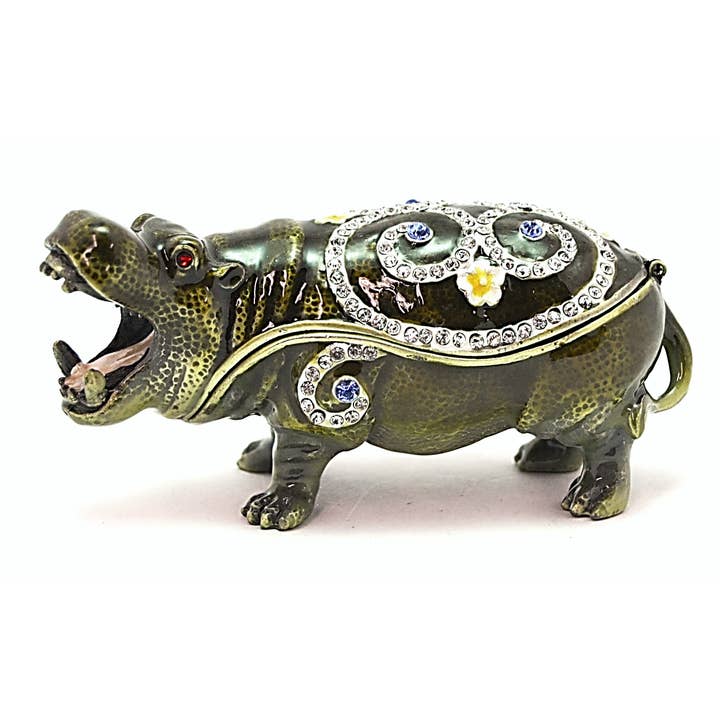 Ciel Collectables - Wholesale Jewelry Box/Organizer - Hippotamus Trinket Box. Hand Made With Enamel & Swarovski