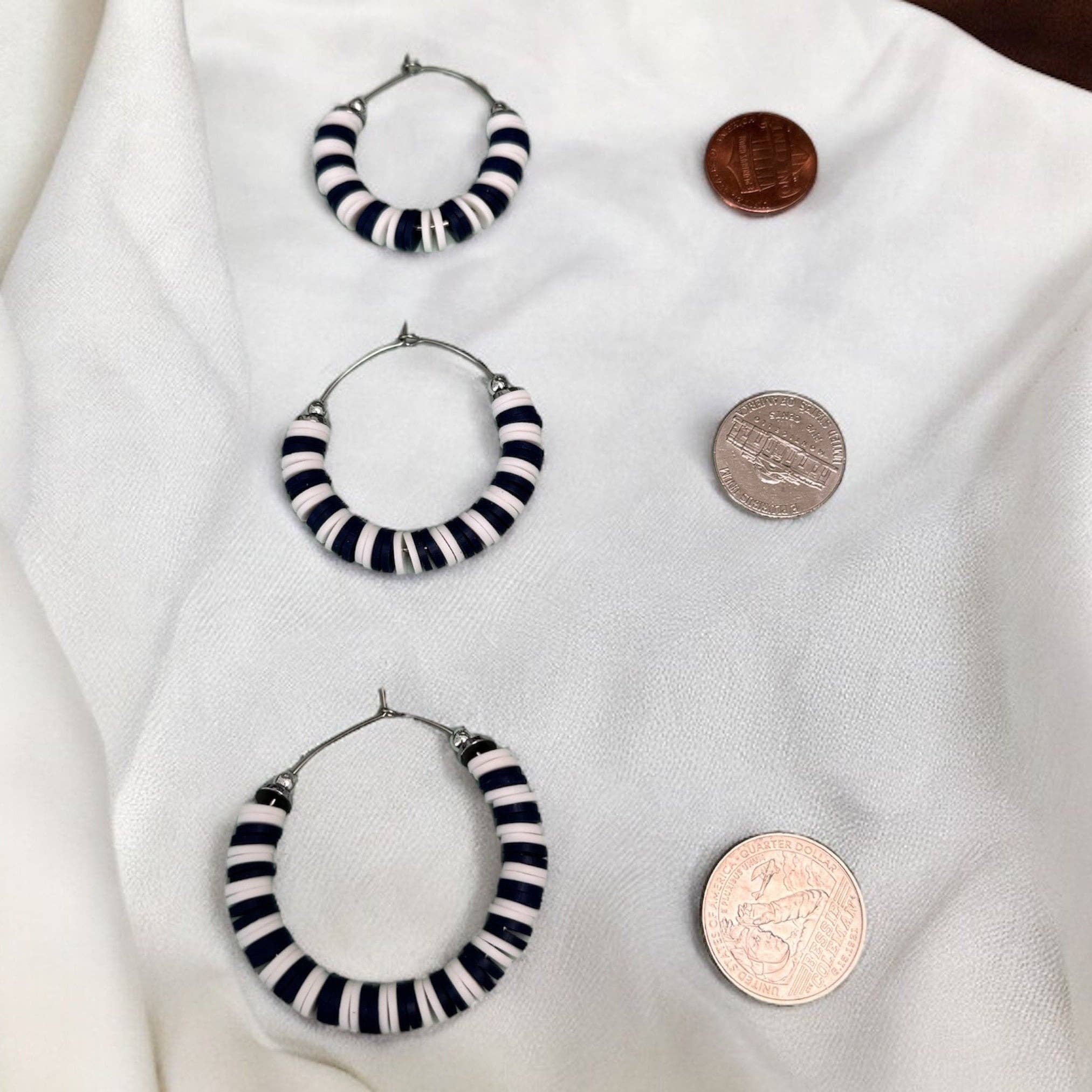 Fish Towne Designs, LLC - Wholesale Hoop Earrings - Navy Blue and White Game Day Hoop Earrings7