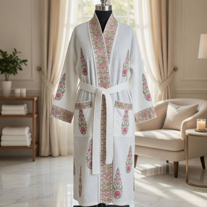 English Garden - Waffle Cotton Women Robe for wholesale by House of Alaan