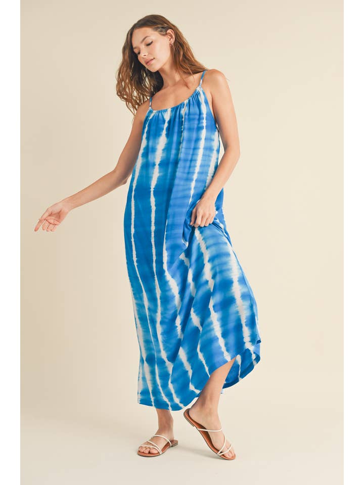 Wishlist Apparel - Wholesale Dress - Women's - TIE DYE MAXI DRESS WITH SELF BACK TIE / WL23-8352