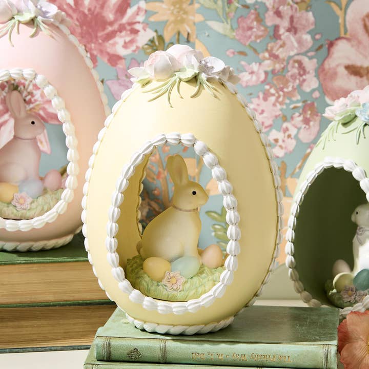 Two's Company - Seasonal Collection - Wholesale Decorative Tabletop Object - Easter Sugar Egg with Bunny Hand-Painted Décor