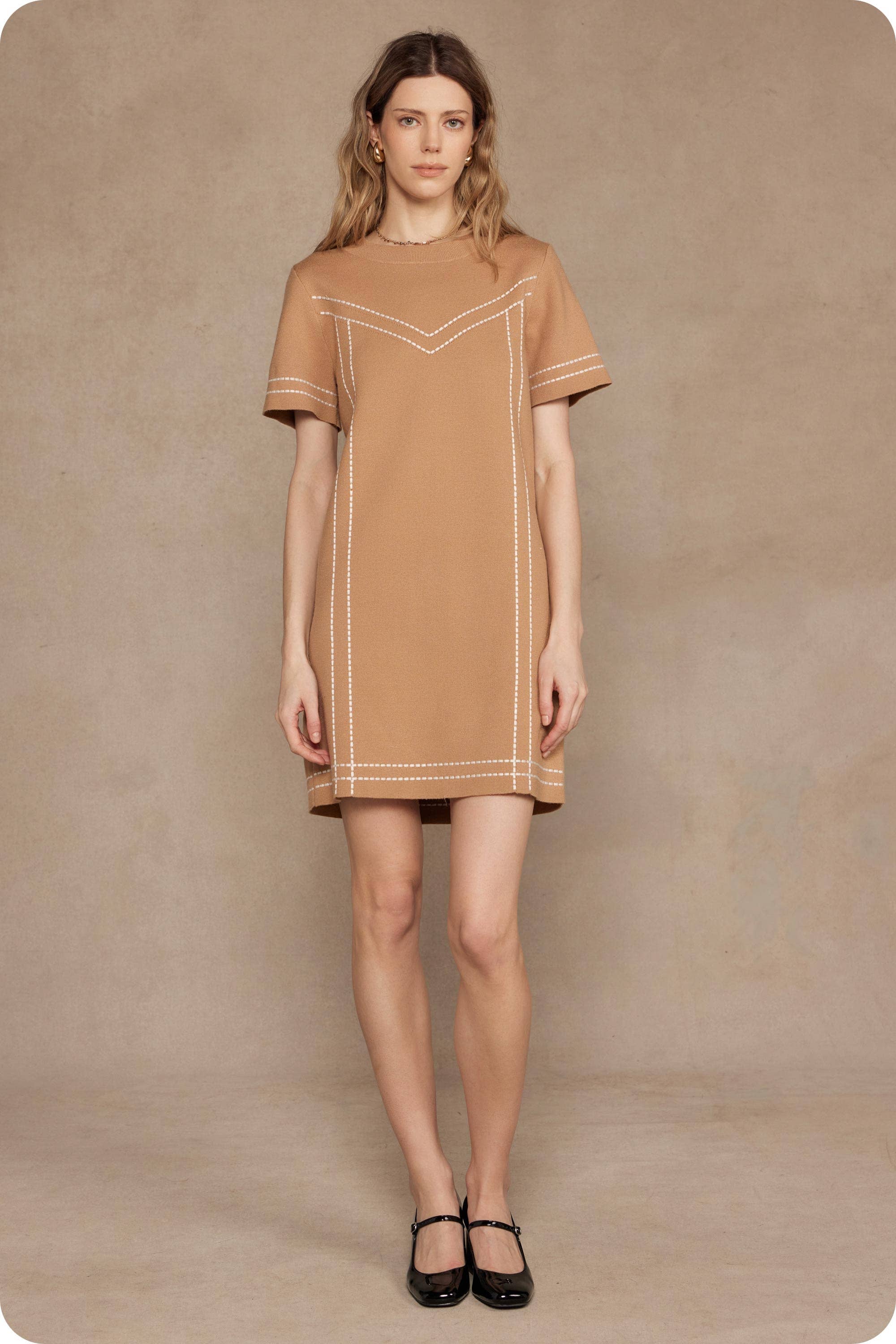 Strut & Bolt - Wholesale Dress - Women's - Thick Stitch Embroidery Knit Tee Mini Dress14