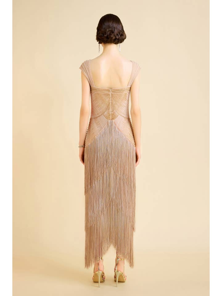 BABEYOND - Wholesale Gown - Women's - Graceful Gradient Bead Fringe Evening Gown3