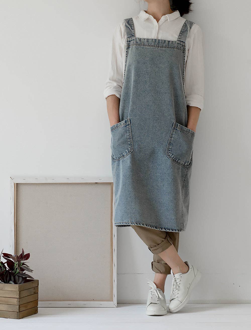 Gohobi （We cover U.S. import duties） - Wholesale Apron - Gohobi Japanese Style Washed Denim Cotton Apron0