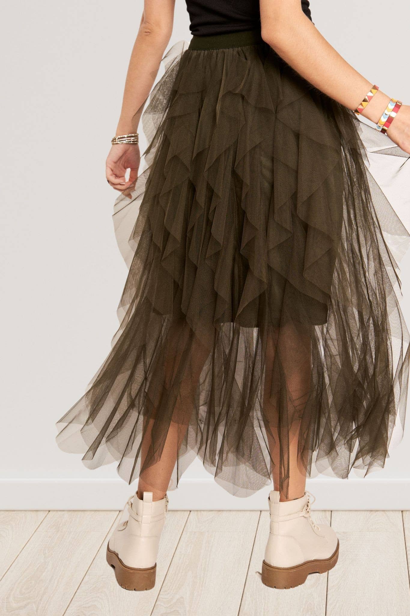 ADORA LA - Wholesale Skirt - Women's - CES3310 - RUFFLED TULLE MIDI SKIRT13