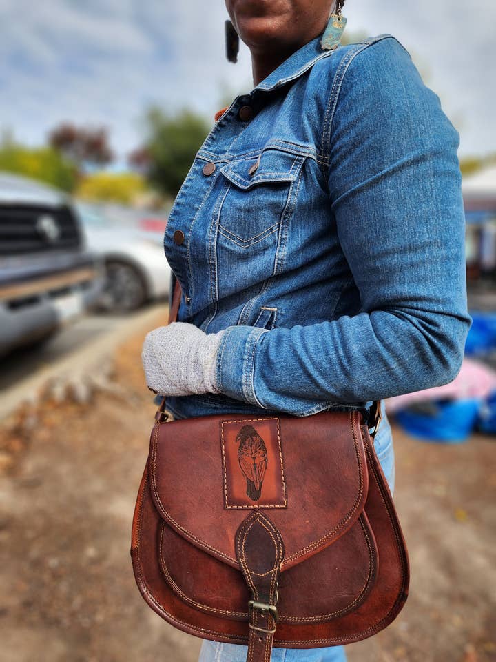 Genuine Leather Raven Shoulder Bag, Leather patch for wholesale by Morea Designs
