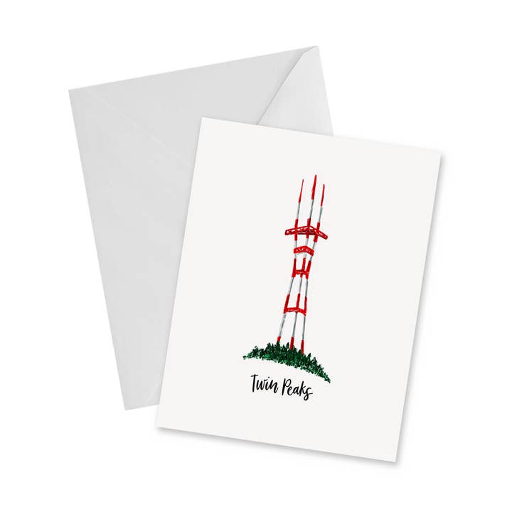 Sutro Tower - Twin Peaks - San Francisco - Notecard for wholesale by doodles.ink.