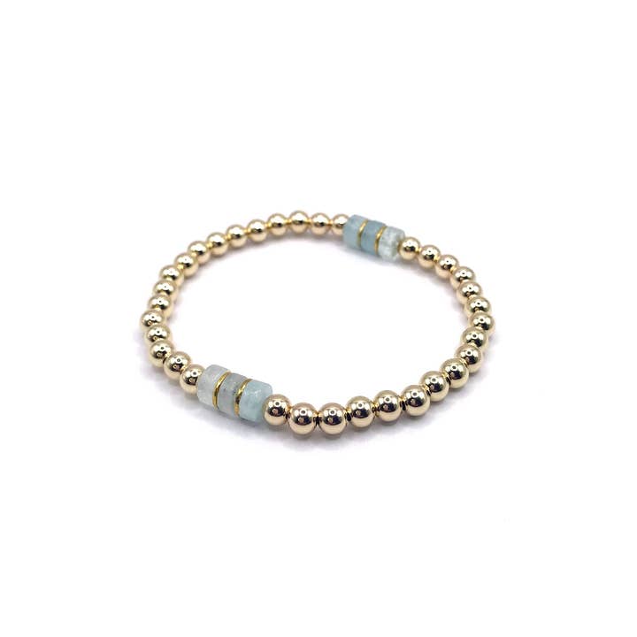 Kaylie Dawn Jewelry - Wholesale Beaded Bracelet - Gemini Handmade Gold Filled Stretchy Bracelet, Heishi Beads