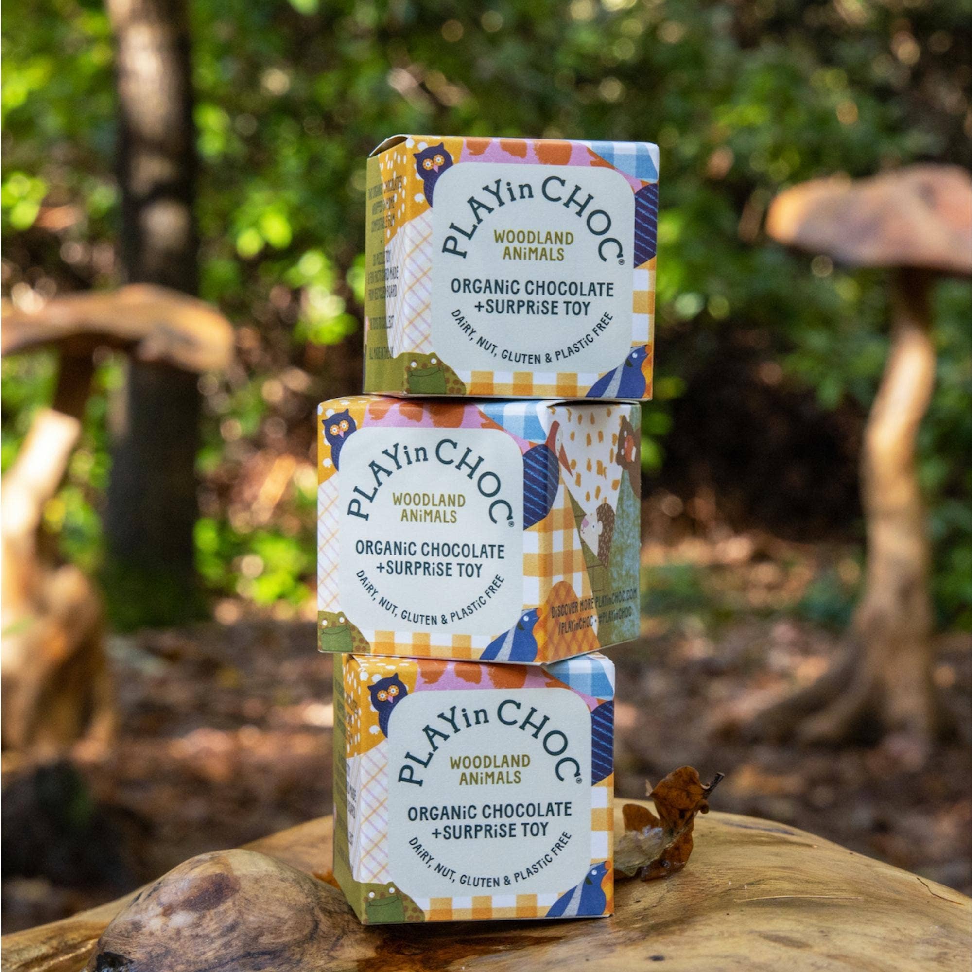 PLAYin CHOC – wholesale Chocolate box – ToyChoc Box® WOODLAND ANiMALS GIFT SET4