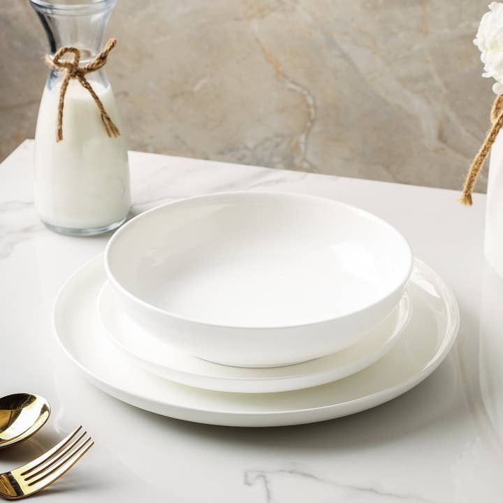 Gabrielle Bone China Dinnerware Set - White for wholesale by Stone Lain