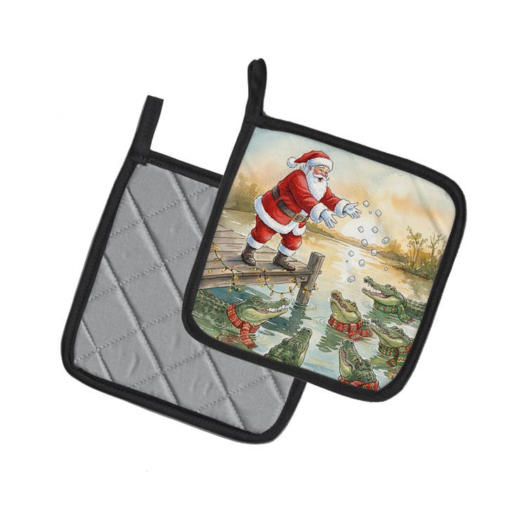 Cajun Santa Claus Feeding the Gators Christmas Pot Holders for wholesale by Caroline's Treasures