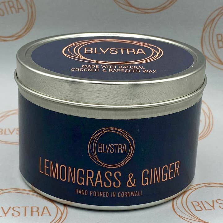 Lemongrass & Ginger Hand-poured Tin Candle for wholesale by Blystra candles
