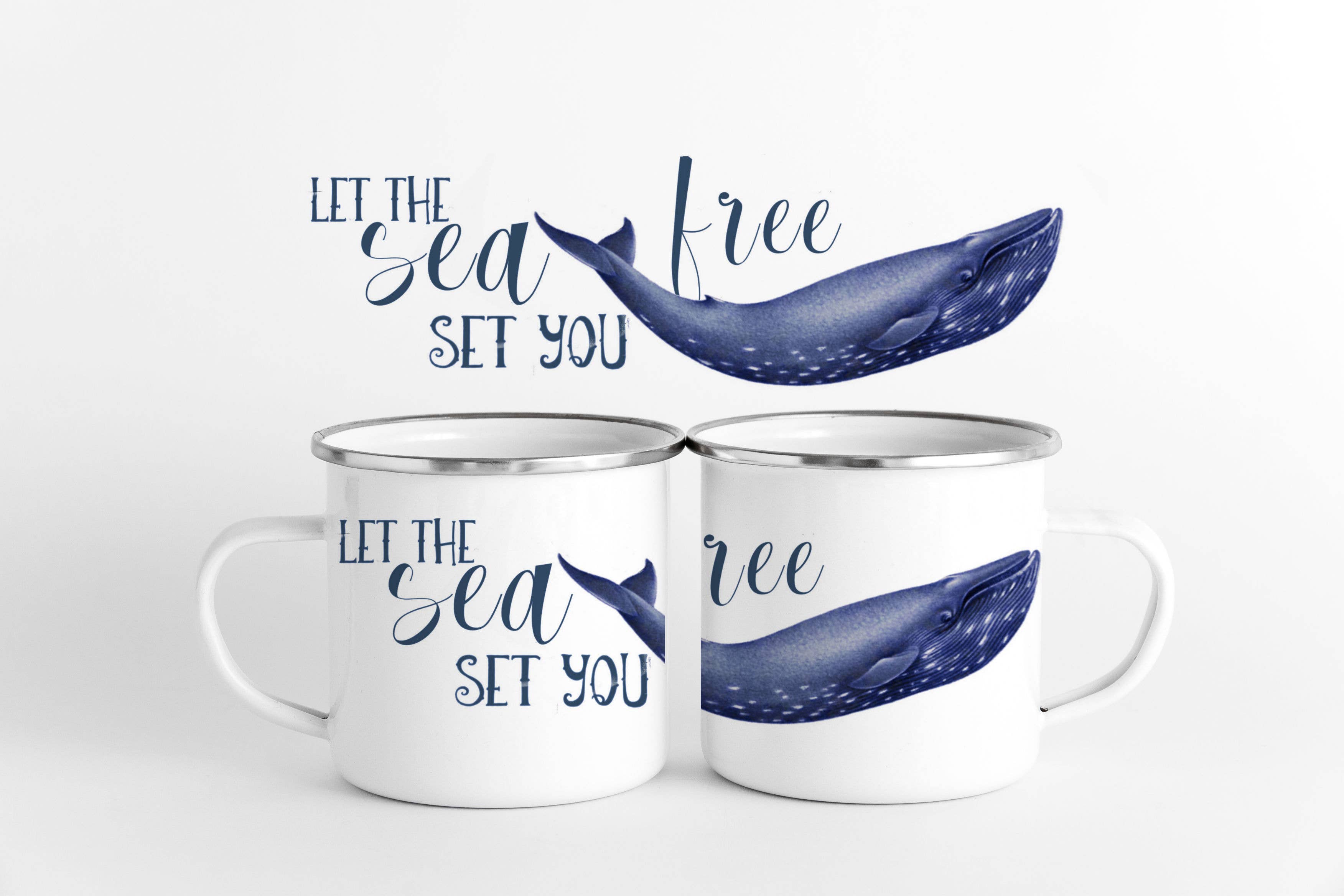 The Traveled Lane® - Wholesale Coffee Mug -  Whale Enamel Camp Mug | Nautical Ocean Coastal Gift Shops 0