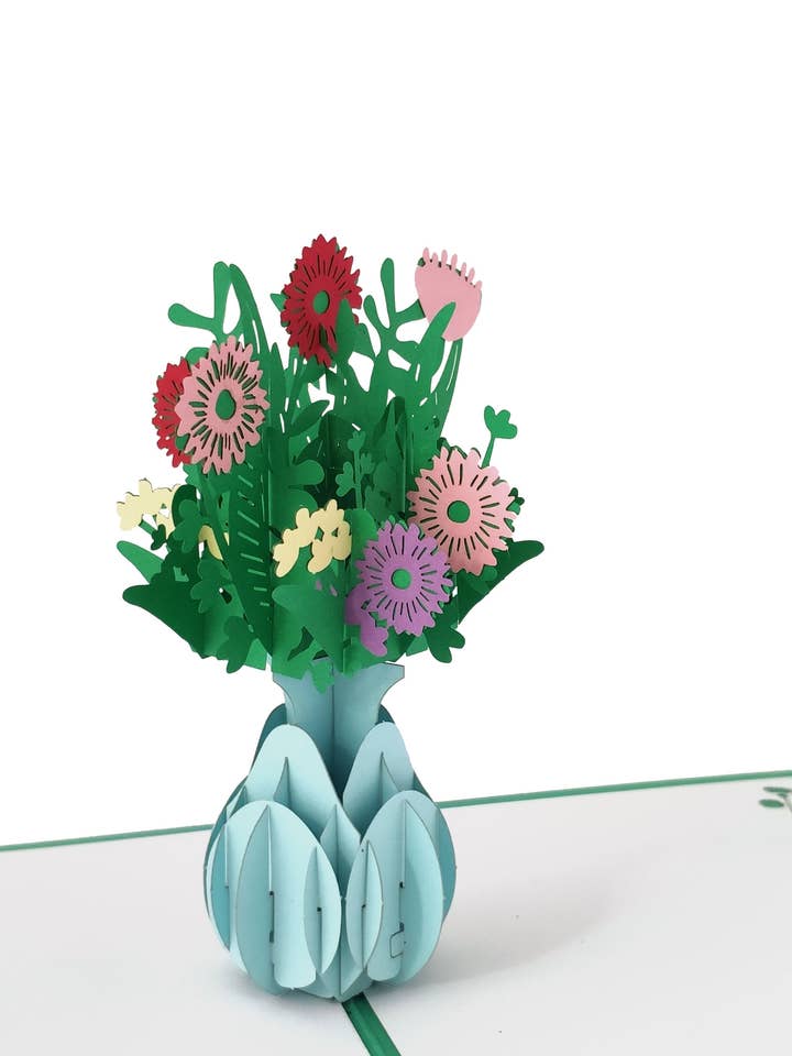 Carte de vœux pop-up vierge en relief Motif bouquet floral pour la vente par Carol Wilson Fine Arts Inc./For Arts Sake