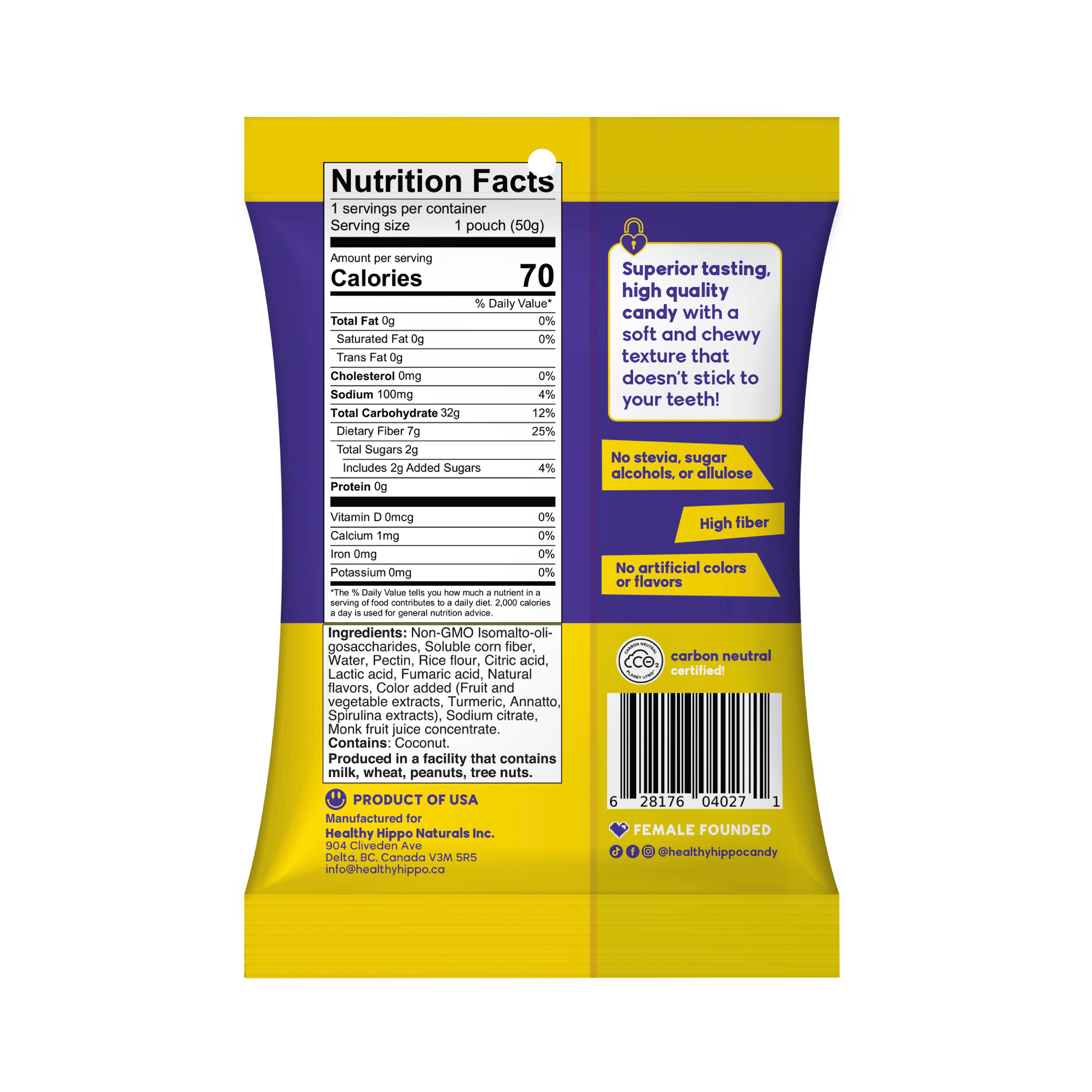 Healthy Hippo Naturals Inc - Wholesale Gummy - Healthy Hippo Low Sugar Plant-Based Sour Keys1